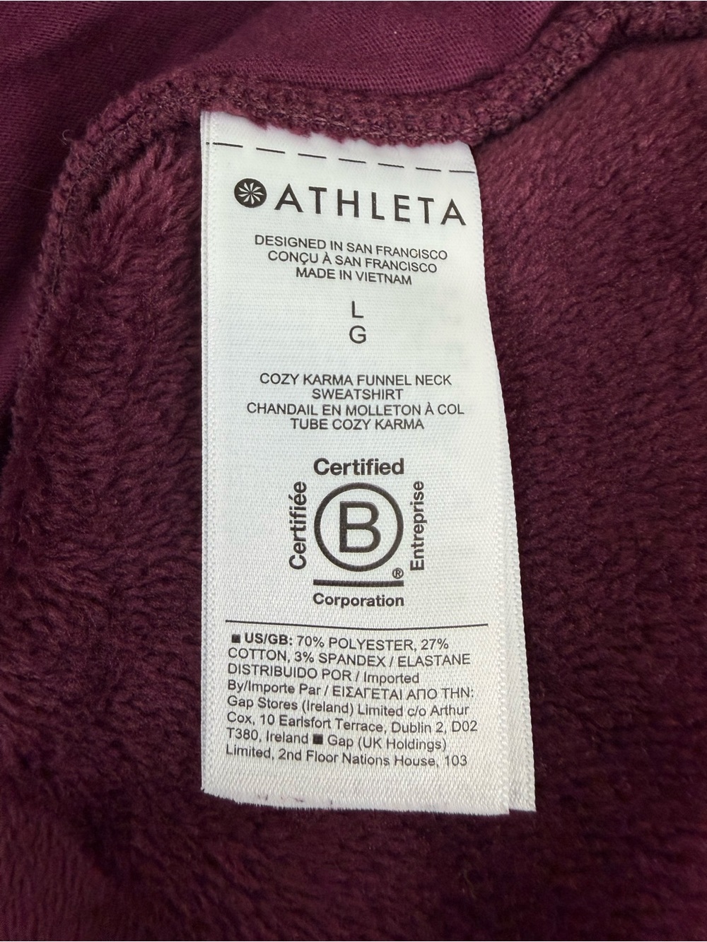 Athleta Cozy Karma Funnel Neck Sweatshirt in Spiced Cabernet - Picture 12 of 14